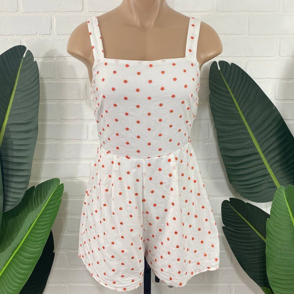 Mi Ami embroidered polka dot white romper